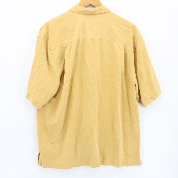 Vintage Jamaica Jaxx Silk Shirt Mens Gold Button Down Short Sleeve Collared M - Picture 7 of 9